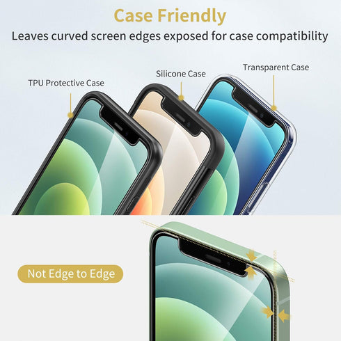 UNBREAKcable 3-Pack Tempered Glass Screen Protector for iPhone 12 mini, 9H Hardness, 99.99% HD Clear, Case Friendly.
