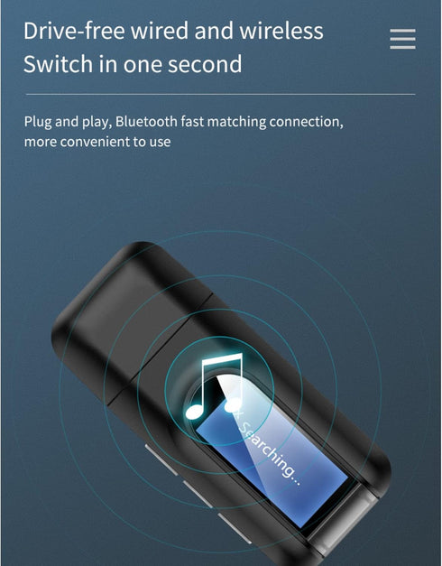 Bluetooth 5.0 Transmitter Receiver, 2 in 1 USB Portable Audio Adapter with LCD Display, 3.5MM Visualization Bluetooth AUX Adapter Dongle for PC Car Speaker