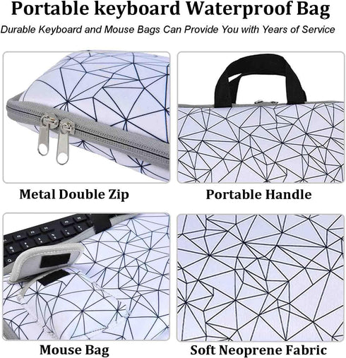 Neoprene Keyboard Carrying Case with Mouse Bag for Logitech MK270 Wireless Keyboard and Mouse Combo (White)