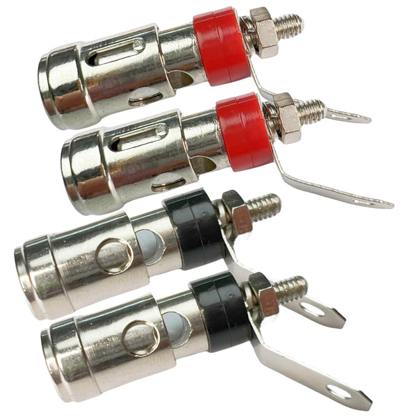 CESS Amplifier Terminal Connector Binding Post Push Quick Type, Spring Loaded Press Subwoofer Terminal, 4 Pack