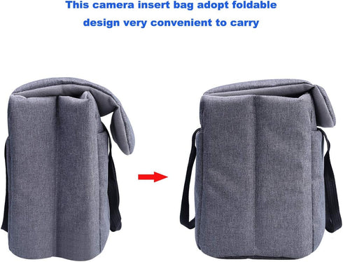 BOMKEE Protective Bag for DSLR SLR Camera, Padded Insert Cube, Water Resistant, Grey, for Sony, Canon, Nikon, Olympus