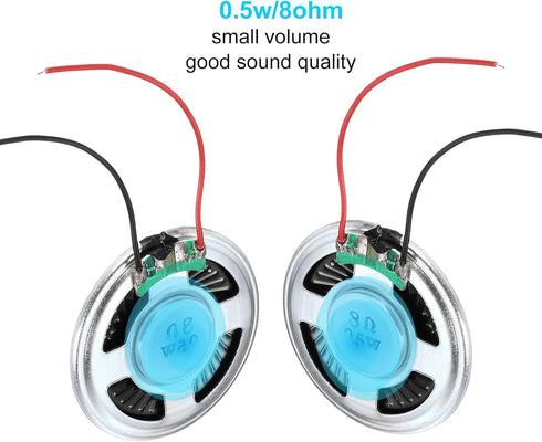 uxcell 4 0.5W 8 Pcs Ohm Small Speakers Metal Shell Round Internal Micro Magnet Speaker for Mini Speakers DVD EVD