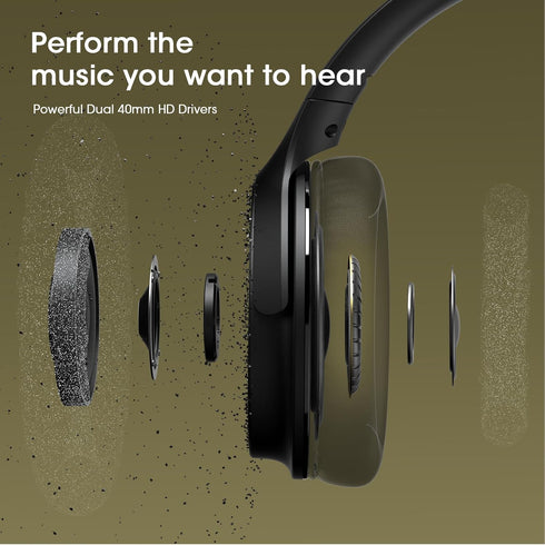DOQAUS Bluetooth Over Ear Headphones, 70H Playtime, 3EQ Modes, HiFi Stereo Sound, Memory Foam Ear Cups for