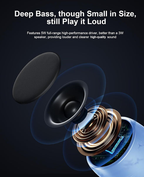 Small Bluetooth Speaker, Mini Speaker with Robust Bass and Stereo Sound, Wireless Speaker with Built-in Mic, Hands-Free Call, Portable Speaker for Hiking, Biking, Car or Trip, Ideal Gift for Men,Women