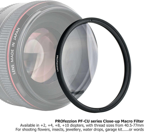 PROfezzion 58mm Close-Up Macro Photography Filter Set (+2 +4 +8 +10) for Canon EOS Rebel T7, T6, T5, T8i, T7i, T6i