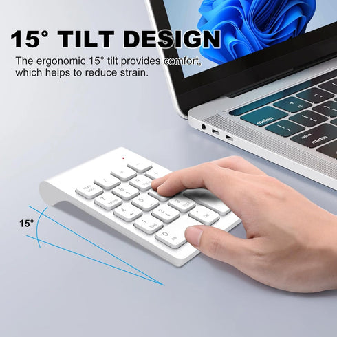 TRELC 2.4G 18 Accounting Wireless Numeric Keypad, Mini Keys Number Pad, Portable Silent Financial Numeric Keypad