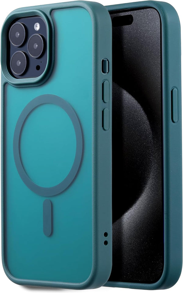 Tigowos Shockproof Case for iPhone 15 Pro Max - Matte Skin Feeling, 10FT Drop Resistant, Turquoise Green
