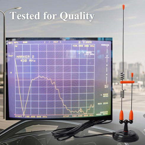 YNIBST 2m/70cm W/3.5-inch 13ft. RG-58 PL259 Dual Band Vehicle Car Mobile Antenna Magnetic Mount Connector, for BTECH