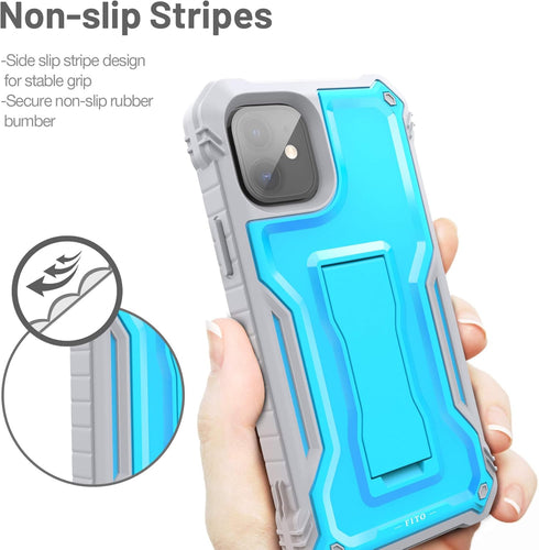 FITO iPhone 11 Case - Dual Layer Shockproof Heavy Duty with Screen Protector, Built-in Kickstand for iPhone 11/XR (Blue)