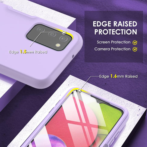 Shop Samsung Galaxy A03s Case: Slim Shockproof Silicone, Durable TPU Dual Layer, Cute Lavender Purple Cover.