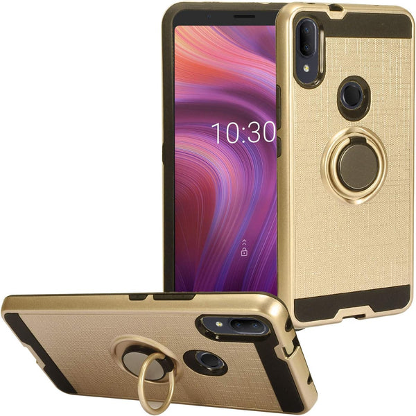 Alcatel 3V (2019) 5032W Hybrid Phone Case with Ring Stand - RS2 Gold