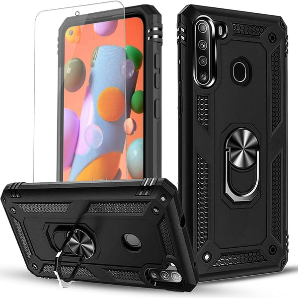 STARSHOP Phone Case for Samsung Galaxy A21 - Military Grade Shockproof Protective Dual Layer Cover with Screen Protector