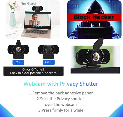 Akyta 1080P Webcam with Microphone, Noise-Canceling, Privacy Cover & Wide Angle 110 , USB Web Camera for Video Calling