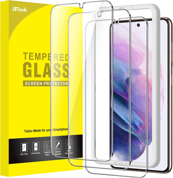 JETech 3-Pack Tempered Glass Screen Protector for Samsung Galaxy S21 5G, 6.2-Inch, HD Clear, Fingerprint ID Compatible.