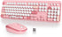 Typewriter Wireless Keyboard and Mouse Combo, 2.4G Office 104 Keys Full Size Retro Punk Keyboard with Round Keycaps