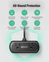 2Ft Extension Cord, SUPERDANNY Mini Surge Protector with 2 Wide-Spaced Outlets, USB Power Strip