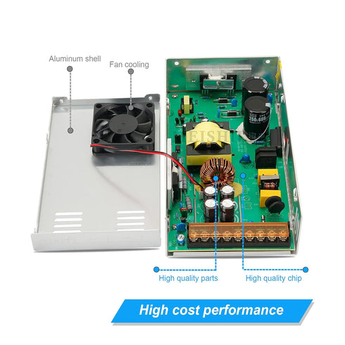 MEISHILE 12V 50A 600W DC Switching Power Supply Adapter PSU for LED Drive Light Lamp Meter 3D Printer