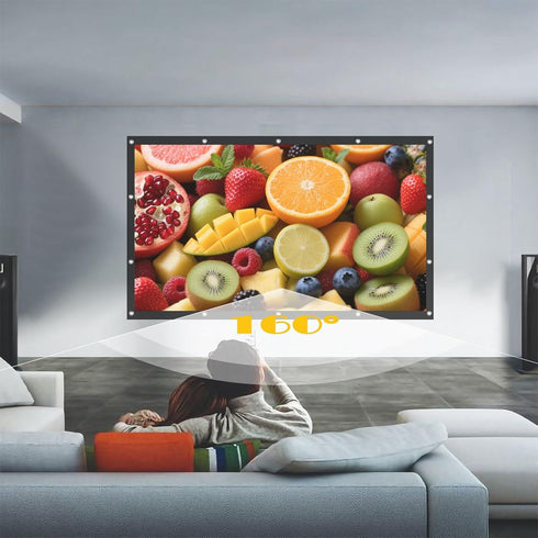 BooLooT 16:9 (100 inches) Projector Screen Portable Movies Screens Foldable Wrinkle-Resistant Fabric with Dual