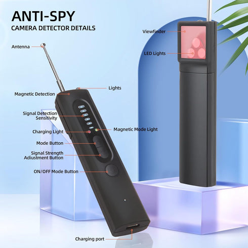 Hidden Camera Detector, Anti-Spy Camera Detector, RF Wireless Signal Scanner, Bug Detector for Hotels, Home, Office, 5