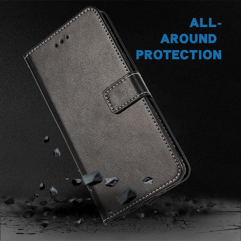 Compatible Coolpad Legacy Brisa Wallet Case, Leather Flip Cover with Wrist Strap, Card Holder for CP3706AS
