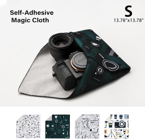 Protective Wrap, Camera wrap, Magic Self-Adhesive Cloth, 13.39"x13.39" Anti-scratch Lens Camera Wrap, Folding, Washable, Lens pouches, Soft cloth with a sticky for camera and tech gear