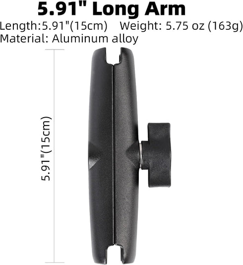 FPN 1" 1" (5.91" Aluminum Alloy Double Socket Arm Compatible with RAM Mounts B Size Ball Components, Fits Industry All
