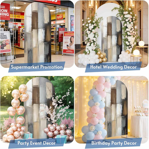 Jnbasdffb 6 Gray Brown Wedding Arch Cover, Stretchy Spandex Arch Backdrop Stand Covers FT, Abstract Oil Painting Color