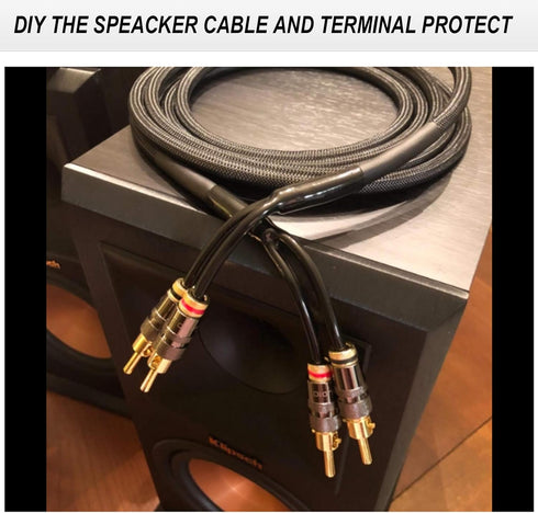 Cable Pants, Speaker Wire Pants Jacket Y Boot ( 9MM-2x 3.5MM 8PACK Black) for DIY Speaker Cables