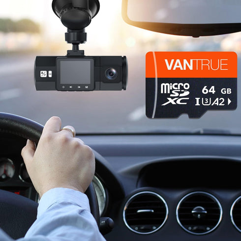 Vantrue 64GB microSD Card with Adapter, U3 UHS-I High Speed SD Card for Dash Cams & Home Security
