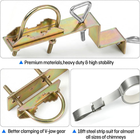 HEVIDUBANA 2 Sets 18 Antenna Mast Chimney Mount Bracket, Z-Type Antenna Pole Mounting Clamp for Chimney up to Feet