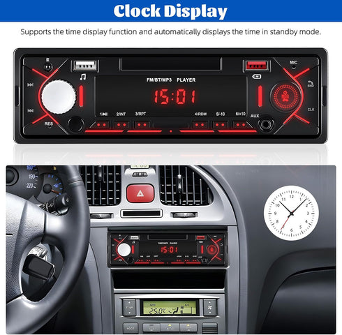 GOHHDL MP3 Single Din Bluetooth Multimedia Car Stereo Radio,Car Audio Player Support Hands-Free