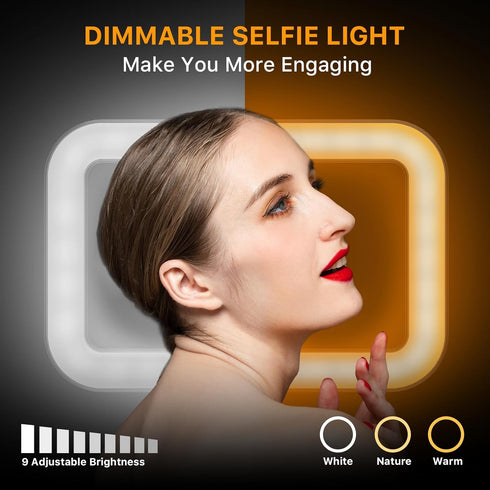 M MYBAT PRO 8" LED Selfie Light with Stand, Dimmable LED Light for Makeup/Live Stream, Tripod, Phone Holder & Wireless