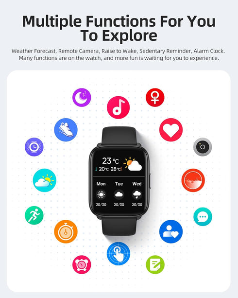Parsonver Smart Watch 5ATM Waterproof Fitness Tracker with 100+ Sports Modes, 1.8" HD Touch Screen