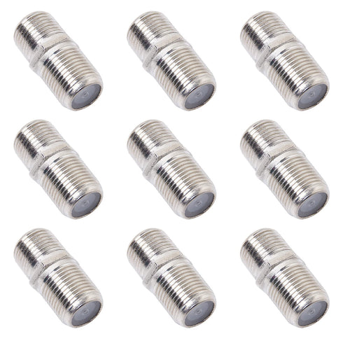 QDiShi 10 Pack Coaxial Cable Connector, RG6 Coax Cable Extender F-Type Silver Plated Adapter for TV Cables