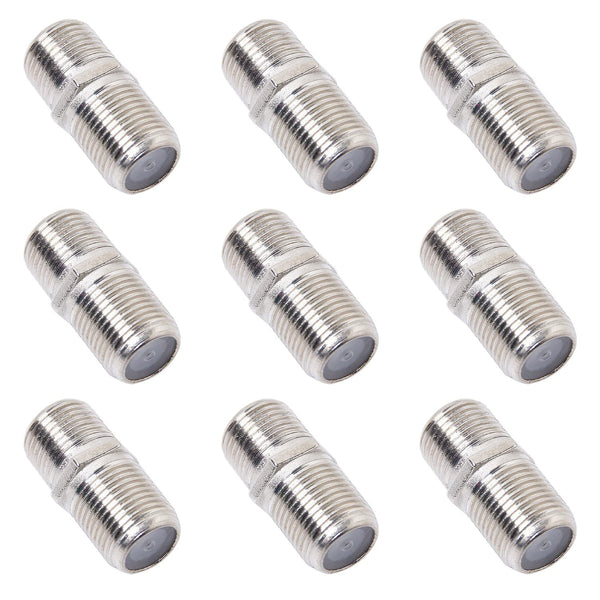 QDiShi 10 Pack Coaxial Cable Connector, RG6 Coax Cable Extender F-Type Silver Plated Adapter for TV Cables