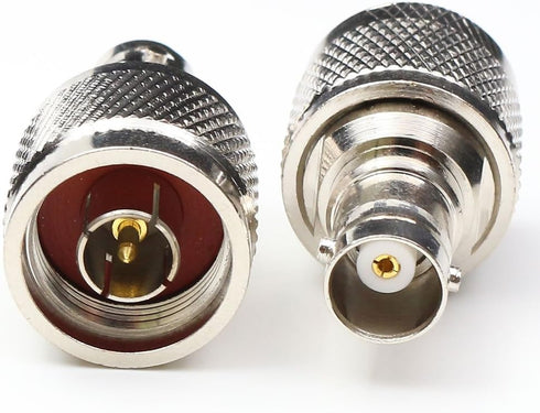 N Male to BNC Female Connector, N Type to BNC Adapter RF Coax Adapters for Radio Walkie Talkie, 2 Packs