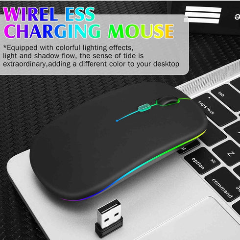 UrbanX Bluetooth Rechargeable Mouse for ASUS VivoBook Thin&Light Laptop Bluetooth Wireless Mouse Designed for Laptop/PC/Mac/iPad pro/Computer/Tablet/Android RGB LED Titanium