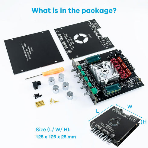 TDA7498E Bluetooth Amplifier Board - 160W×2+220W Subwoofer, 2.1 Channel Audio Receiver Power Amplifier Module with