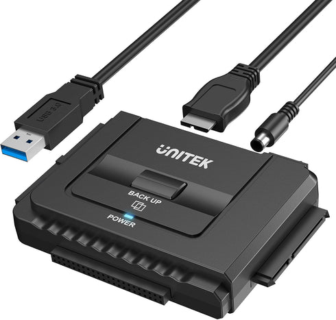 Unitek USB 3.0 to IDE and SATA Converter Kit for External Hard Drive, 2.5/3.5 HDD/SSD, 12V/2A Power Adapter