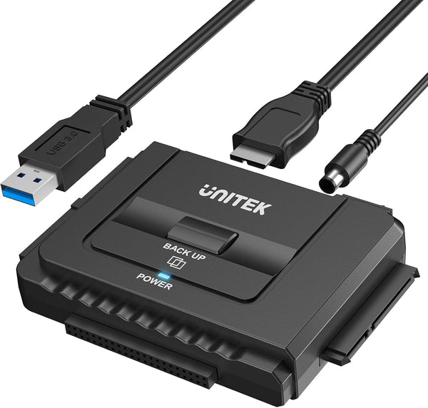 Unitek USB 3.0 to IDE and SATA Converter Kit for External Hard Drive, 2.5/3.5 HDD/SSD, 12V/2A Power Adapter