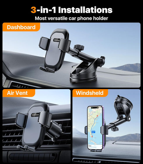 Ultra Stable Phone Holders for Your Car, 360 Adjustable Suction Cup Mount for Dashboard Windshield