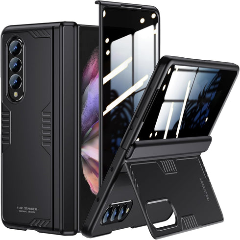 Galaxy Z Fold 3 Multifunction Business Case - Privacy Screen Protector, Hidden Kickstand, Wireless Charging, Thin