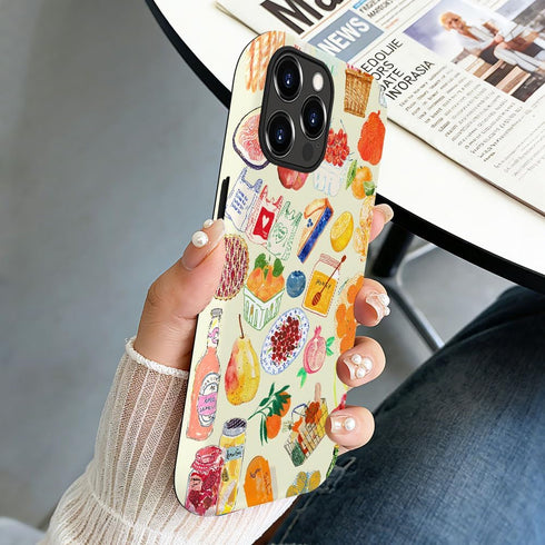 NOWETOO 16 Pro,Summer Case for iPhone Fruit Vegetable Collage Phone Case,Trendy Frosted Silicone Shockproof Cover