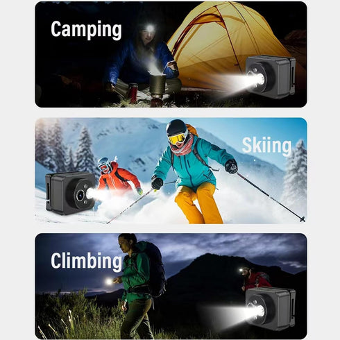 2MP 1080P 45 Mini Head Mounted Action Camera with Light, Adjustable Headlamp Headlight Body Camera, Gesture Control