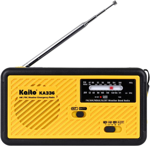 Kaito Voyager ECO Emergency Radio KA336 AM/FM NOAA Weather Alert, 5-Way Powered Solar Crank Radio Receiver