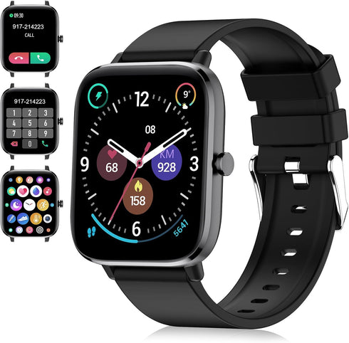 Smart Watch for iPhone/Android Phones (Answer/Make Calls) - 1.69" HD Screen Fitness Tracker: Heart Rate/Sleep/Blood