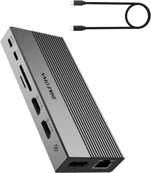 DIKEQINN 13-in-1 USB C Docking Station: Triple 4K Display, 100W Power Delivery, 5Gbps
