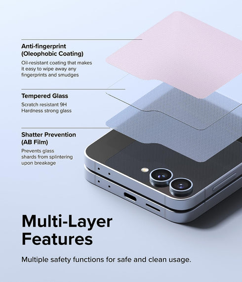 Ringke Cover Display Glass for Samsung Galaxy Z Flip 6 - Shatterproof Coverage, Tempered Glass Screen Protector