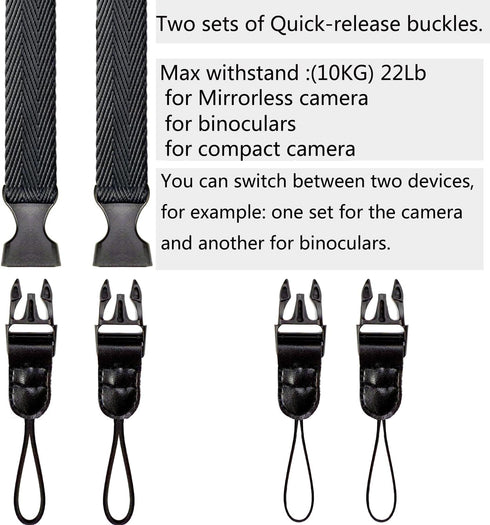 YMTHamaz3 Buckle,Washable,Black,39 Inch Camera Neck Straps Short,Binocular Strap with Quick Release