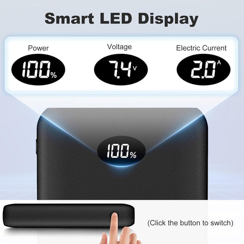FERNIDA 10000mAh Pack 7.4V 5V/9V/12V Battery for DC Heated Vest, Pants, Shirt, Power Bank Type-C in&Out with Digital
